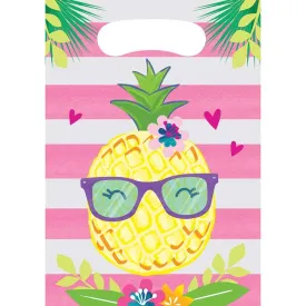 Pineapple Printed Decorative Loot Bags - Pink & Yellow