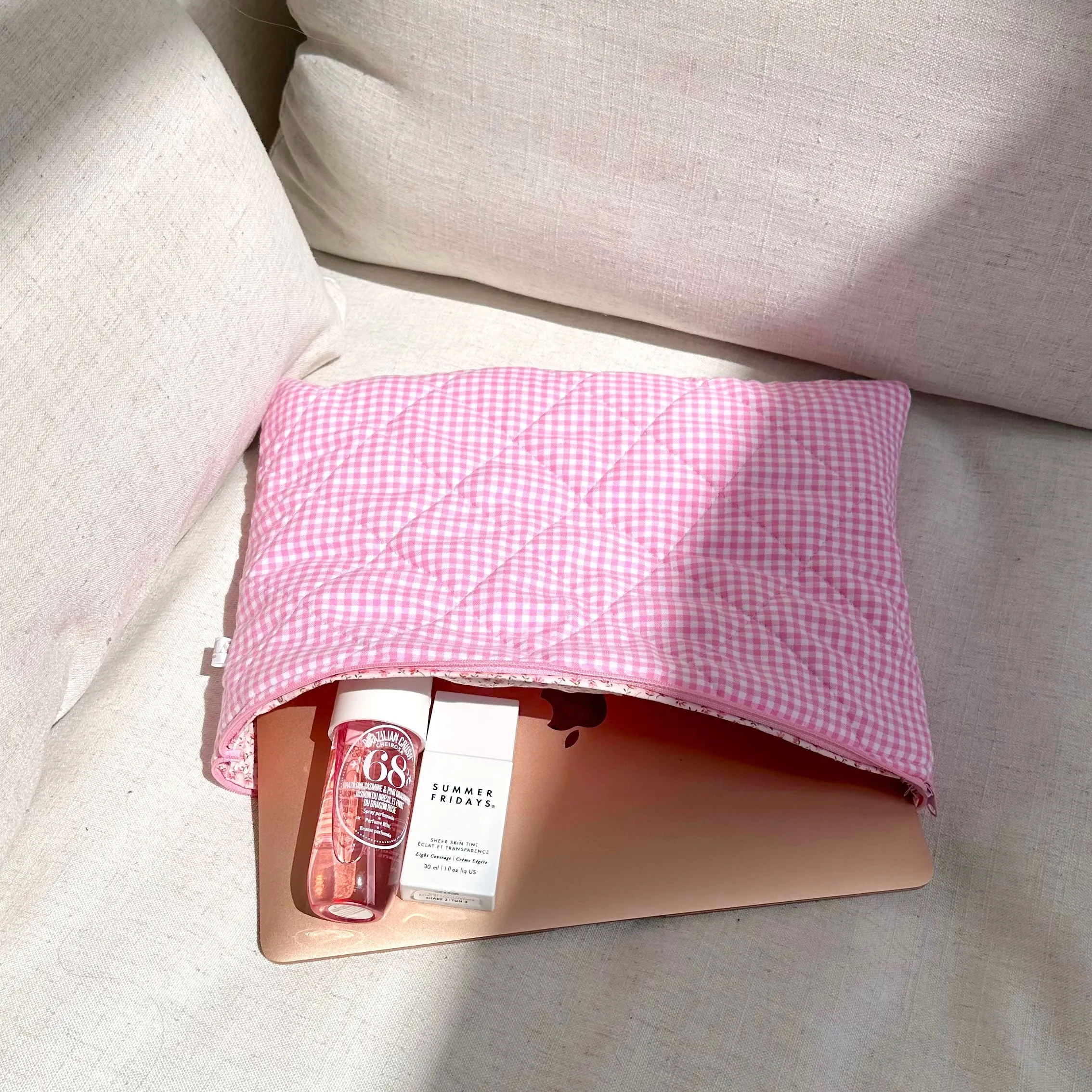 PINK GINGHAM LAPTOP SLEEVE