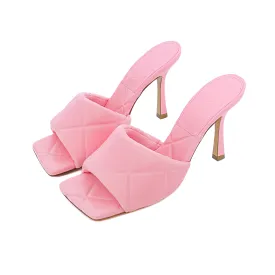 Pink Padded Leather Mules 37