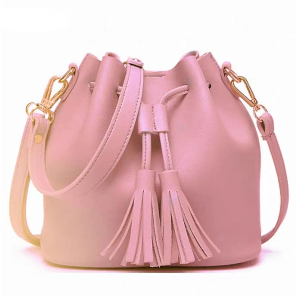 PU Leather Bucket Bag with Tassel