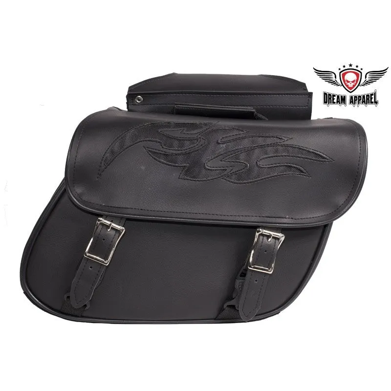 PVC Motorcycle Saddlebag with Flame