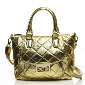 Quilted Metallic Antoinette Satchel Bag