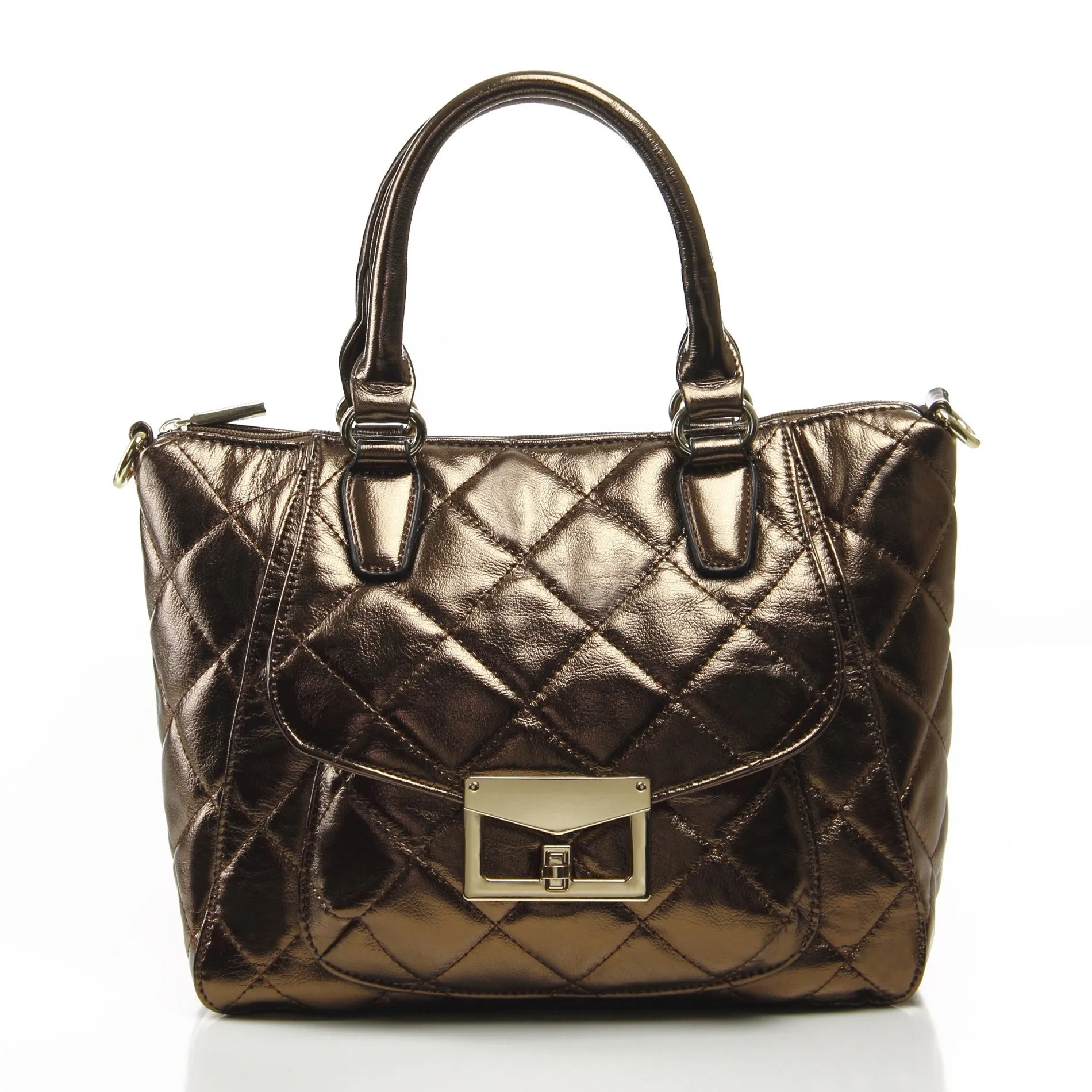 Quilted Metallic Antoinette Satchel Bag