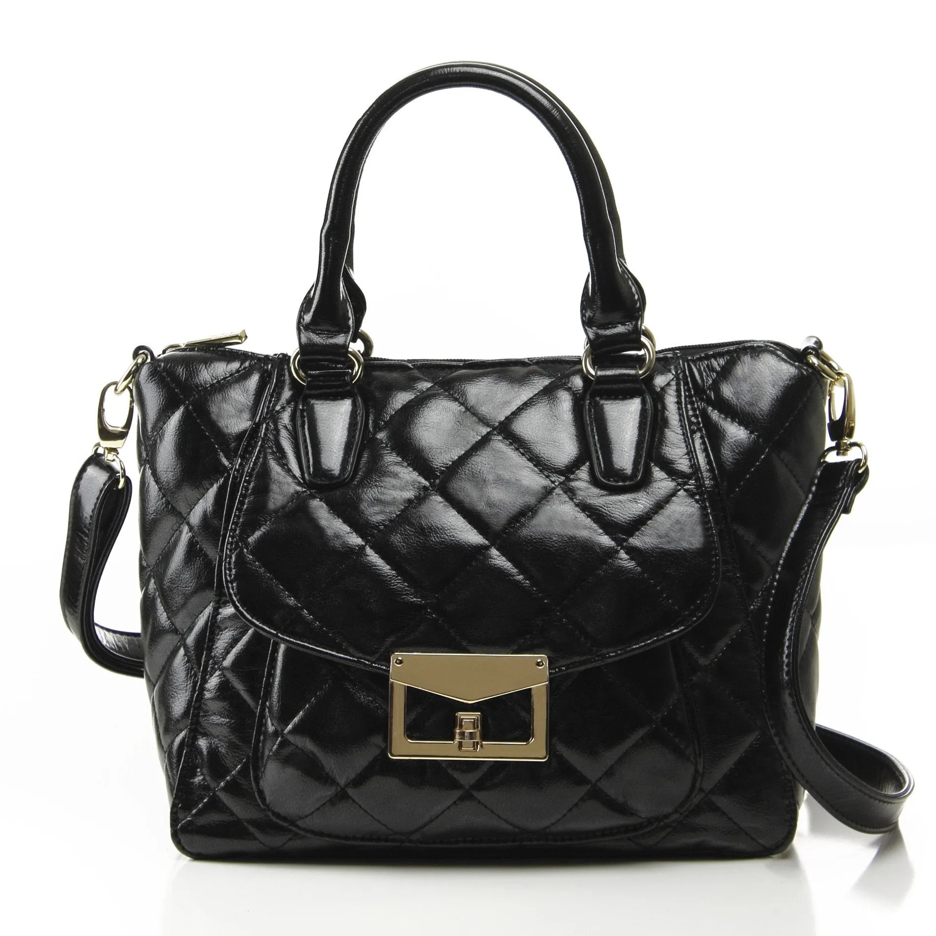 Quilted Metallic Antoinette Satchel Bag