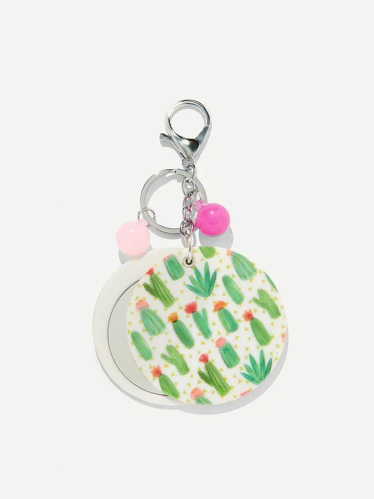 Random Color Ball Cactus Round Keychain