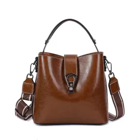 Real Oil Wax Leather Bucket Bag