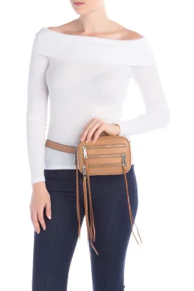 Rebecca Minkoff 3 Zip Leather Belt Fanny pack Bag DESERT TAN