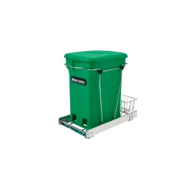 Rev-A-Shelf / RV-12KD-CKGR-S / Chrome Steel Pullout Compost Container w/ Rear Basket Storage