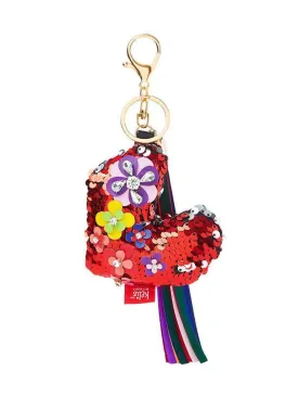 Sequin Heart Keychain With Tassel