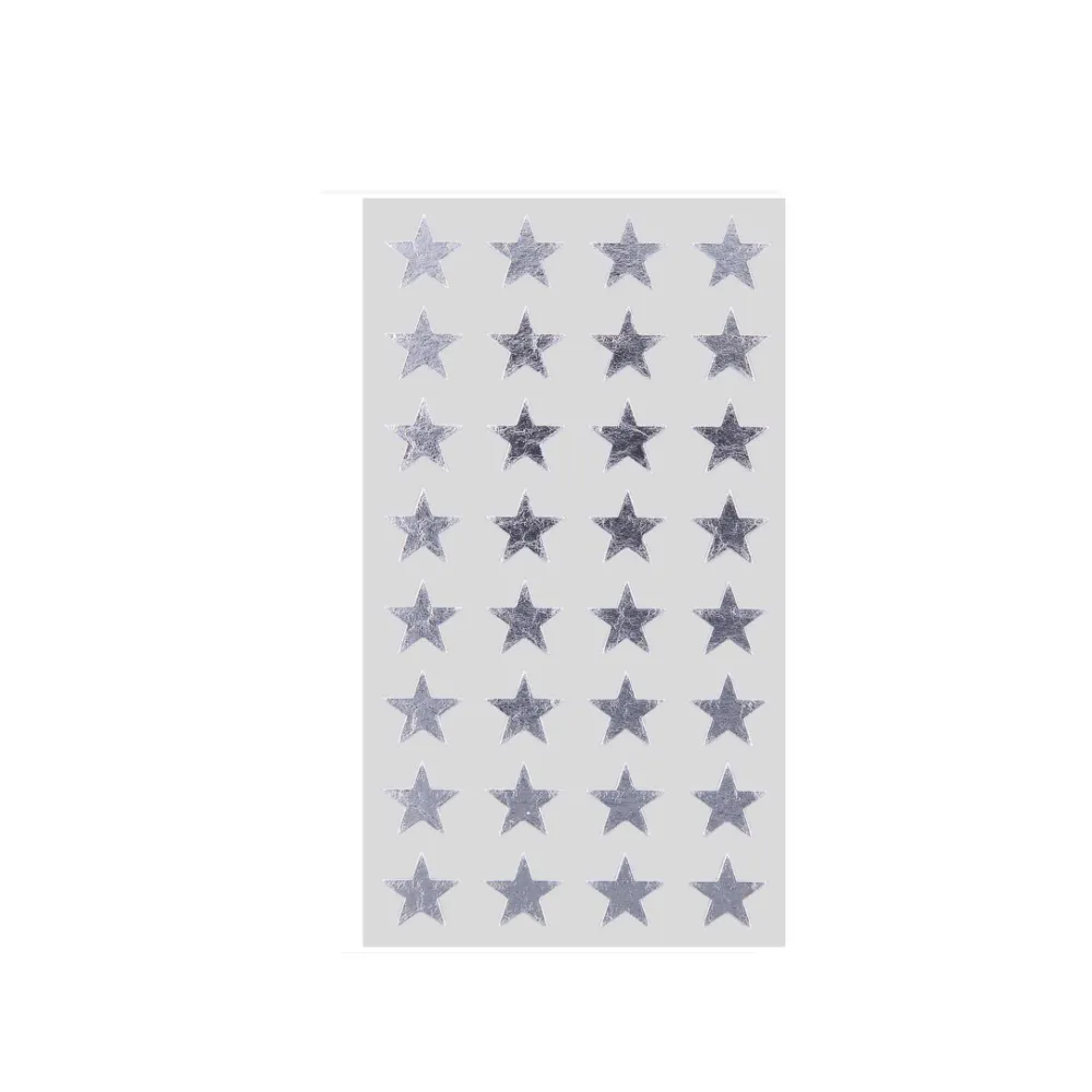 Silver Star Sticker Labels (set of 128)