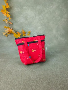 Small Handbag Red with Floral Prints