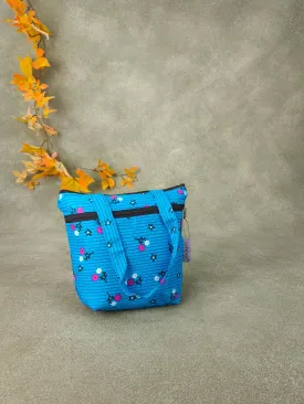 Small Handbag Sky Blue Floral Prints Design