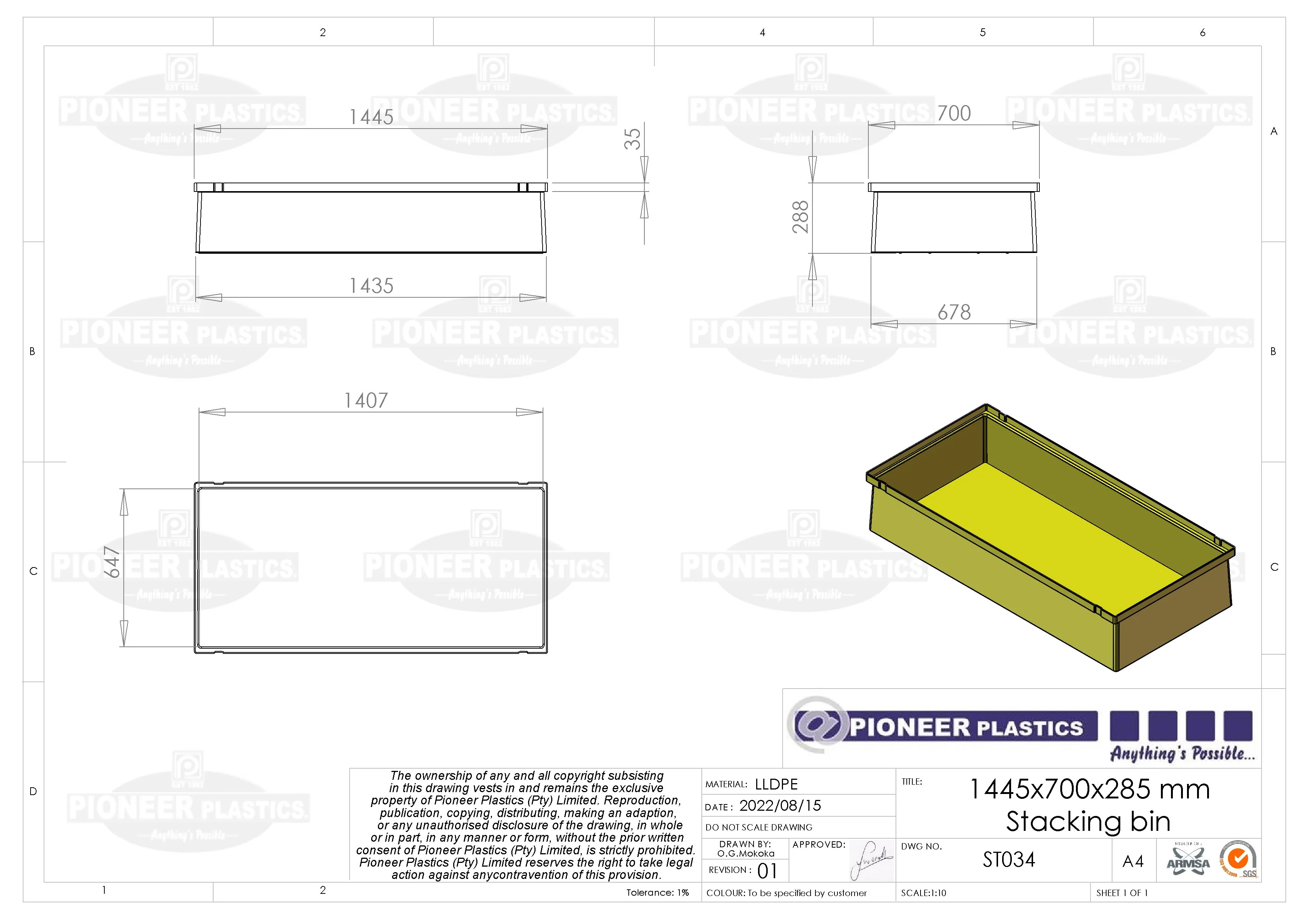 Stacking Taper Bin Rectangular Flange (ST)