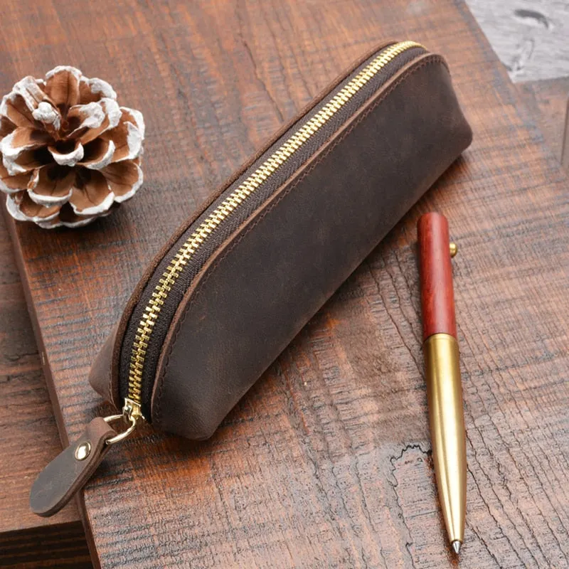 The Paavo Leather Pen Case | Leather Makeup Pouch