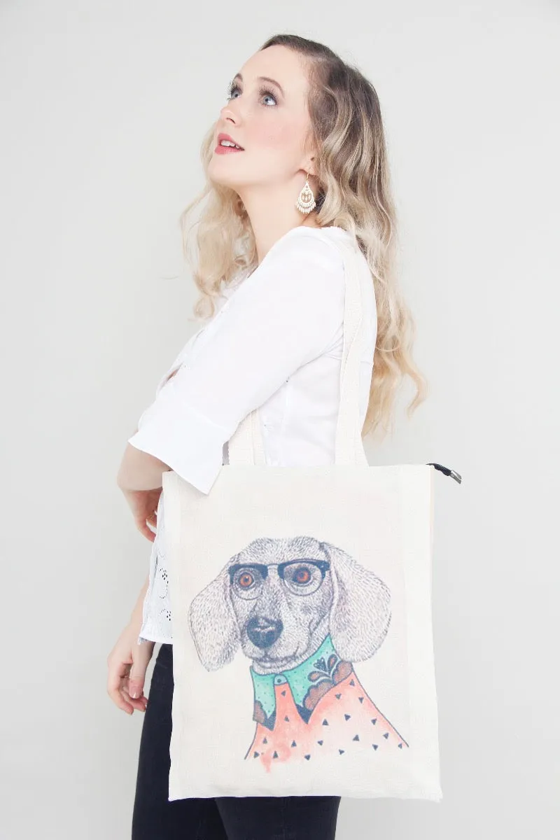 Tote Bag - Dog with Shirt Collar and Tie