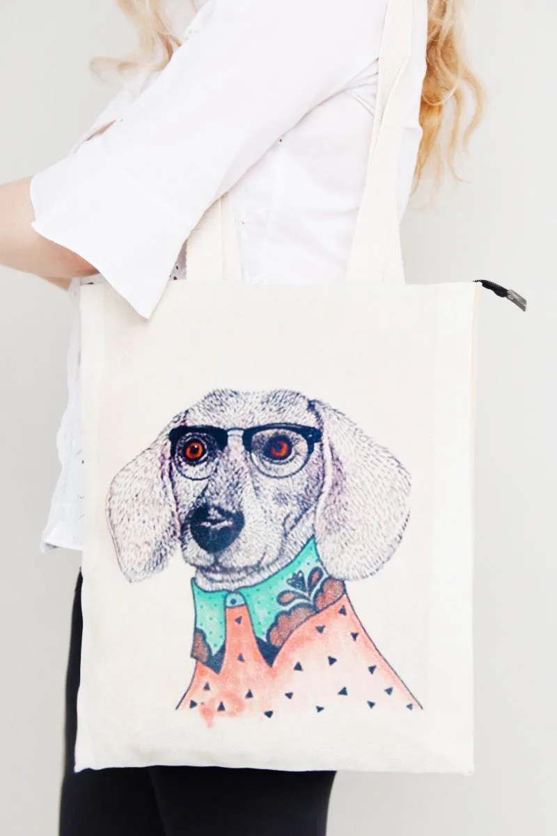 Tote Bag - Dog with Shirt Collar and Tie