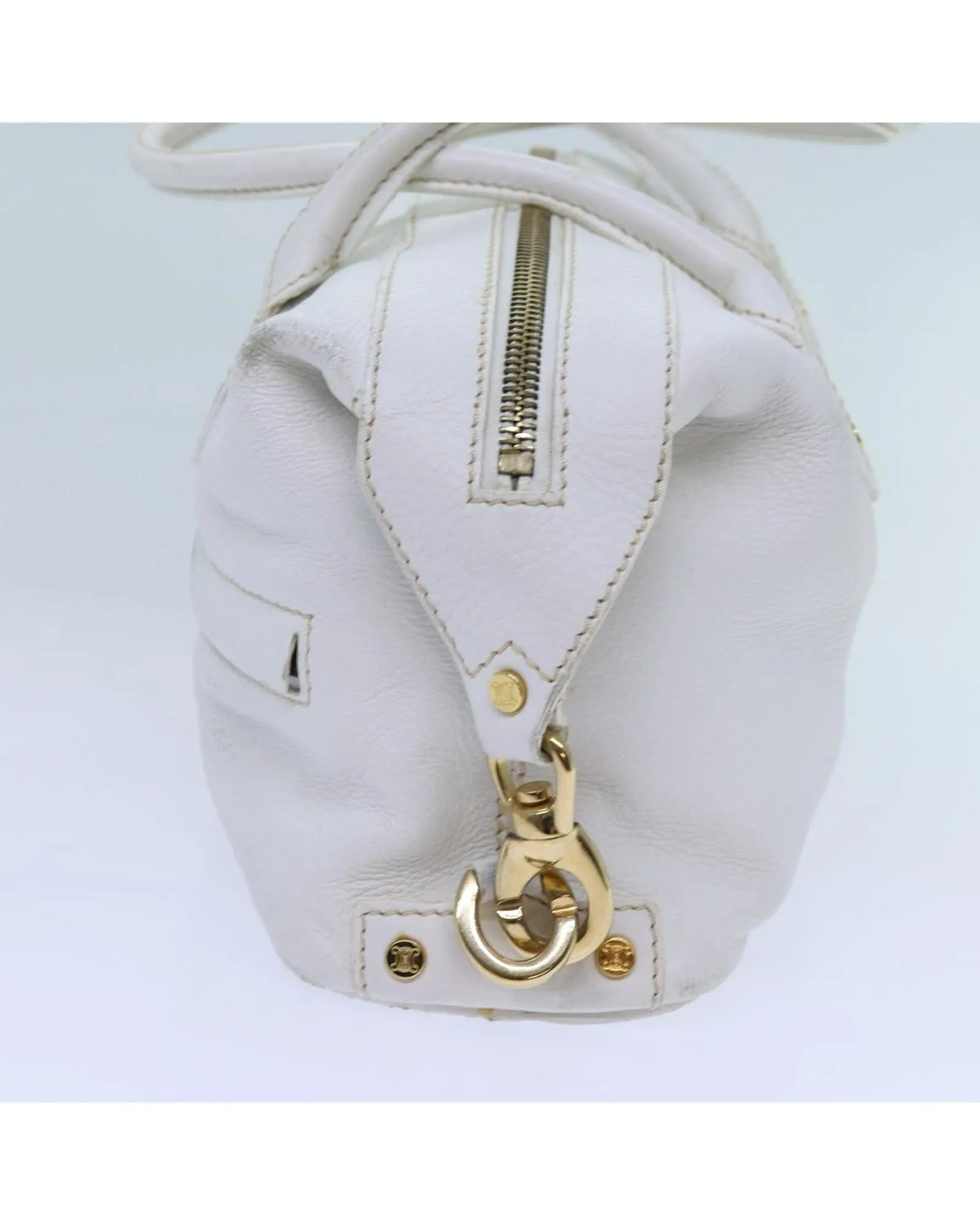 White Leather Hand Bag with Serial No