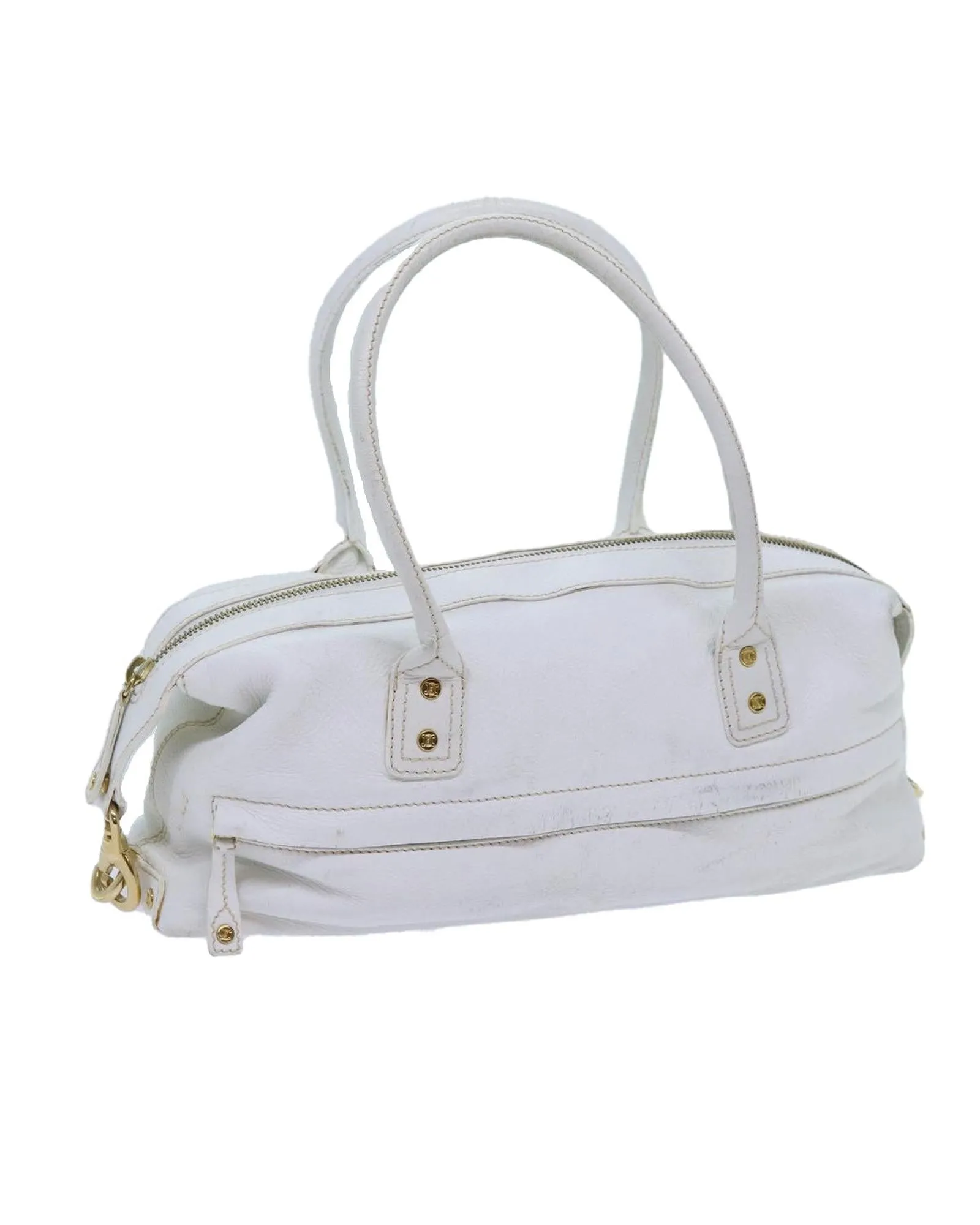 White Leather Hand Bag with Serial No