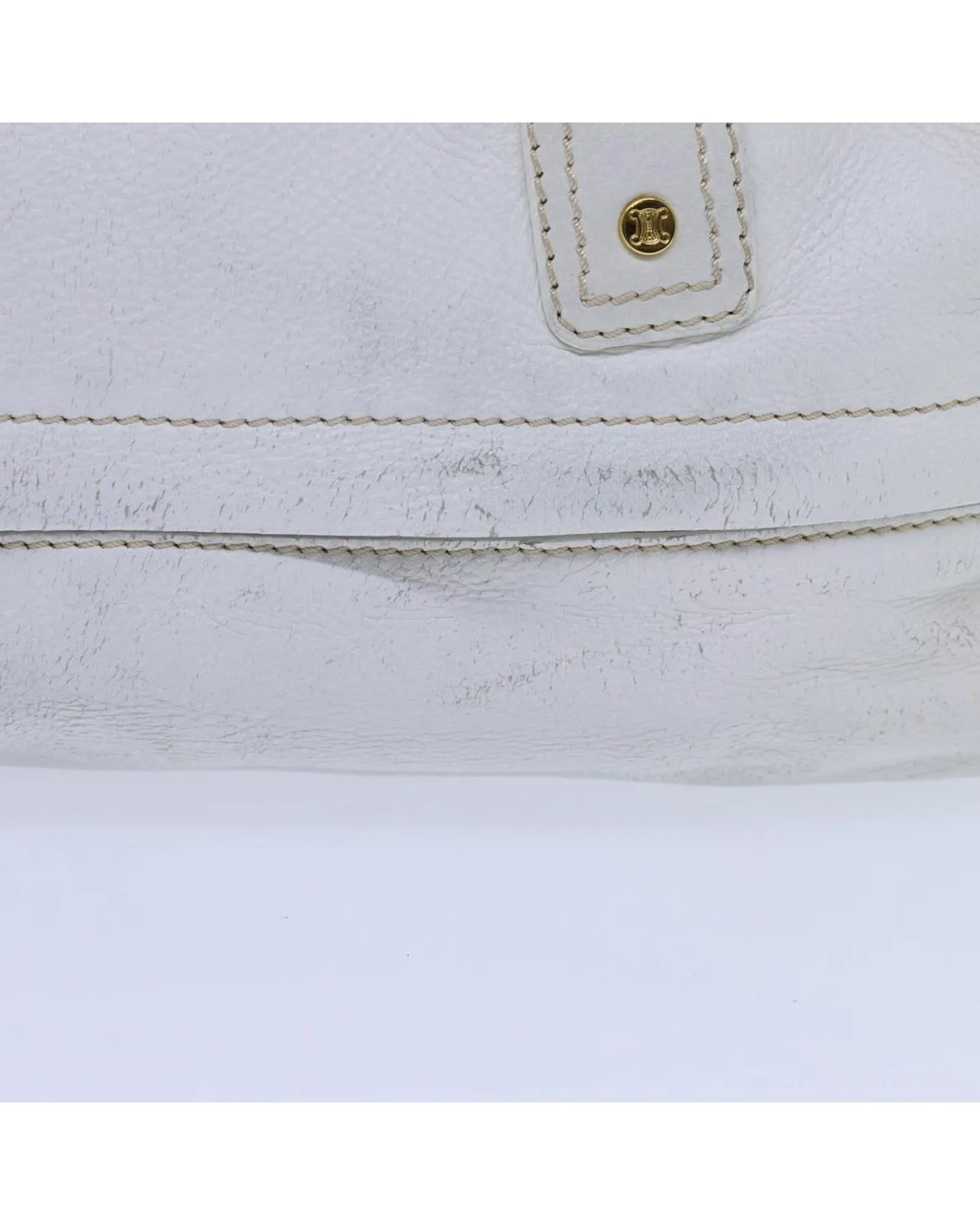 White Leather Hand Bag with Serial No