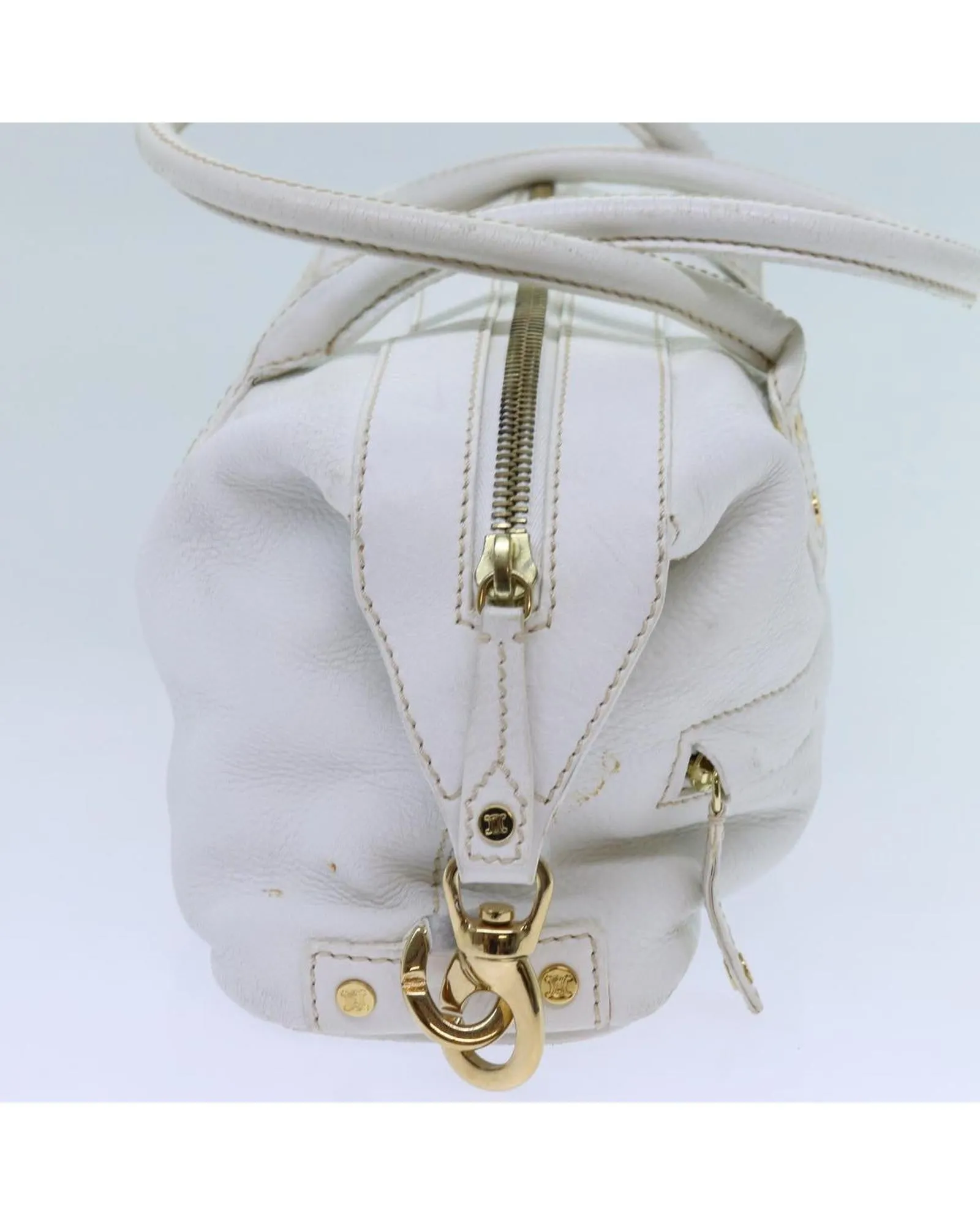 White Leather Hand Bag with Serial No