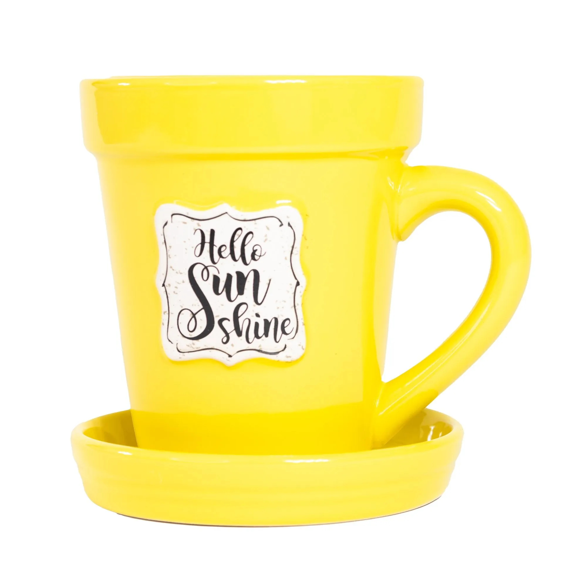 Yellow Flower Pot Mug - “Hello Sunshine” Without Scripture