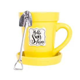 Yellow Flower Pot Mug - “Hello Sunshine” Without Scripture