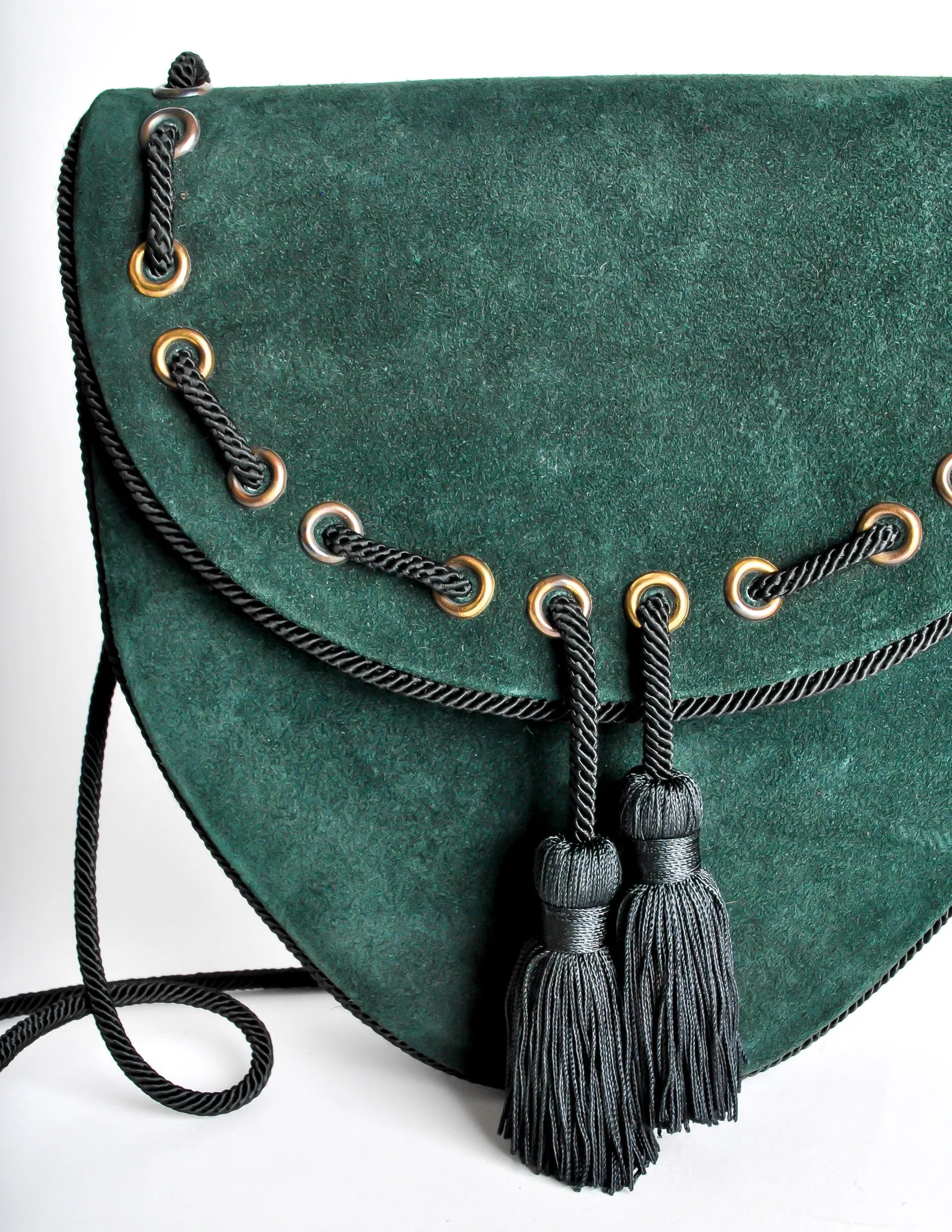 Yves Saint Laurent Vintage Green Suede Crossbody Bag