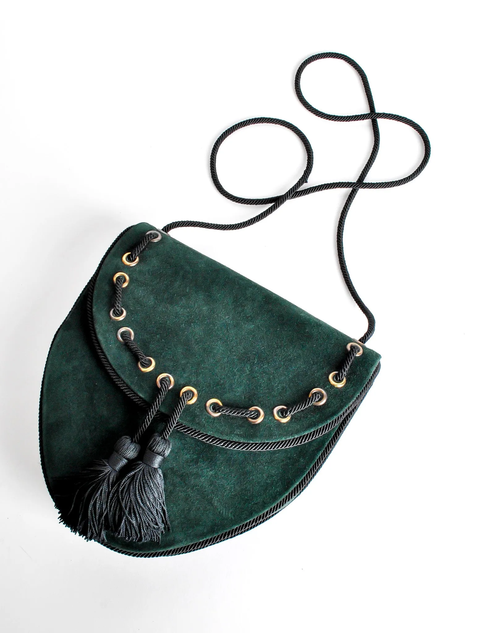 Yves Saint Laurent Vintage Green Suede Crossbody Bag