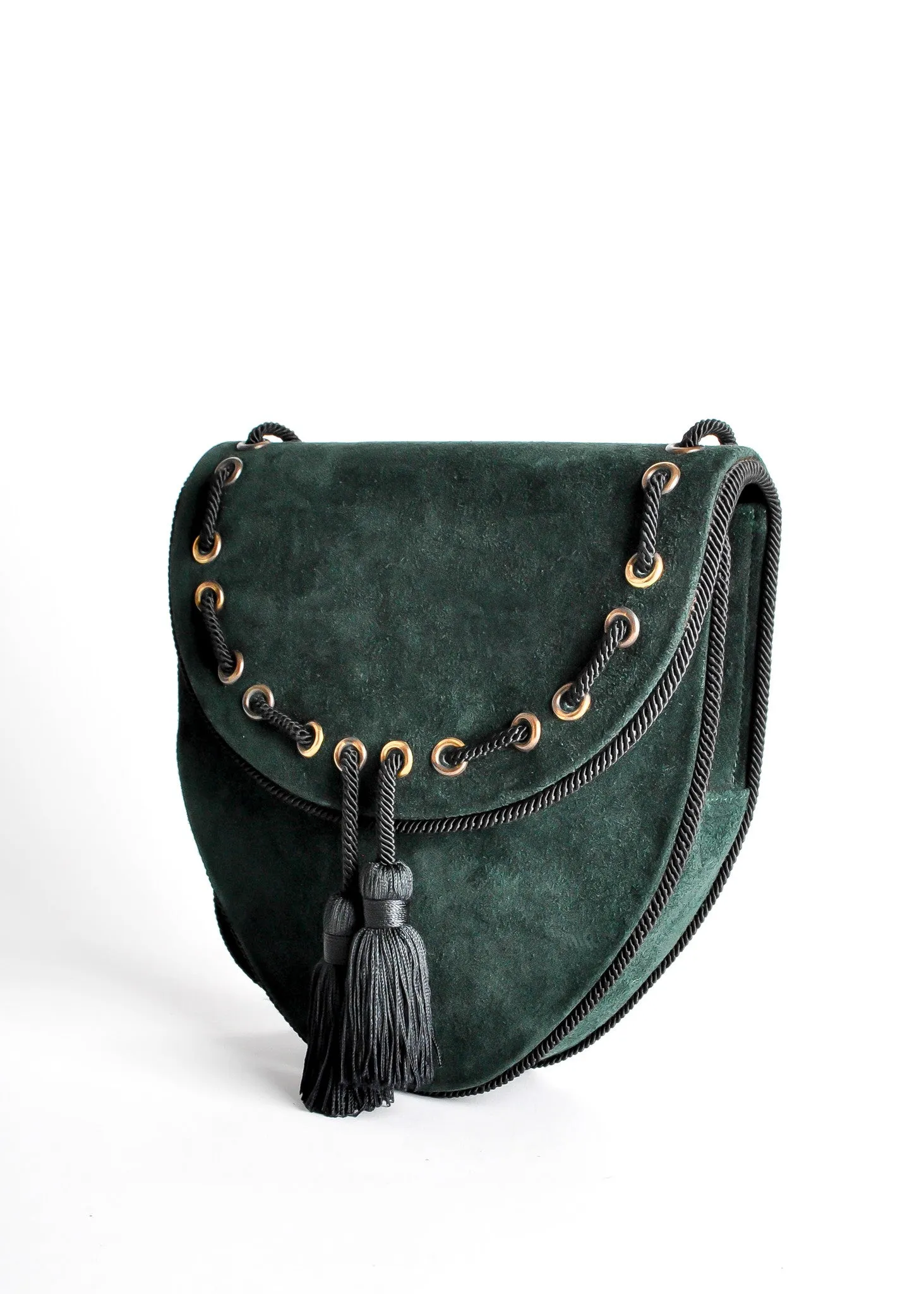 Yves Saint Laurent Vintage Green Suede Crossbody Bag