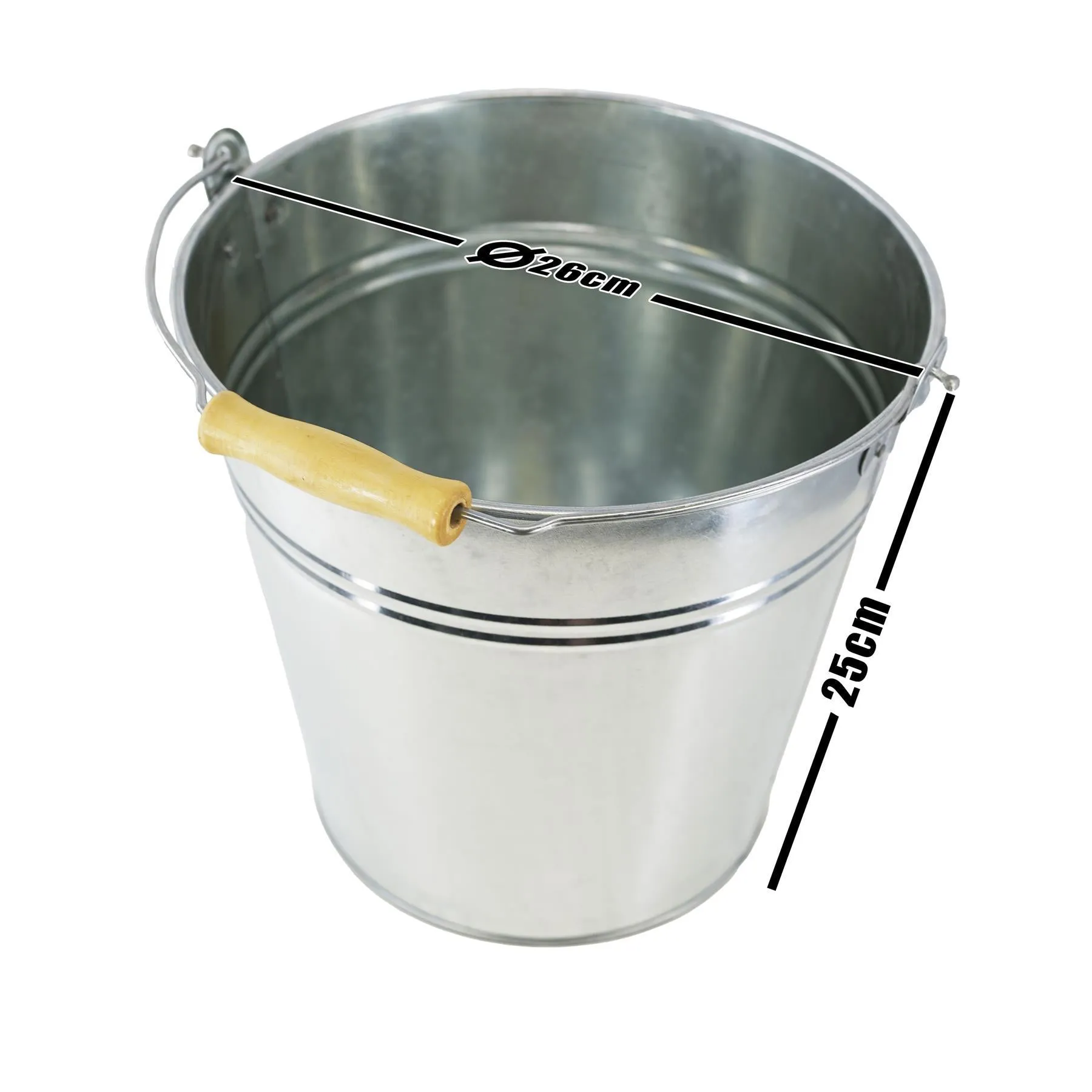 Zinc Bucket With Wooden Holder